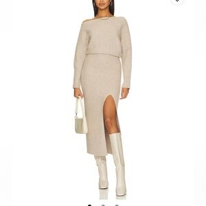 Line & Dot Beige Long Sleeve Dress